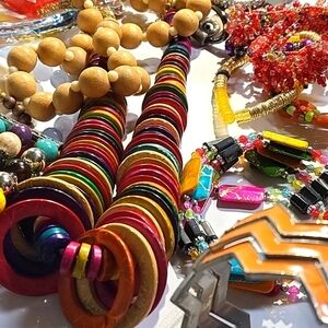 BOHO Seventies Vibe Wearable Vintage Jewelry Grab Bag or Craft Lot #SEV21